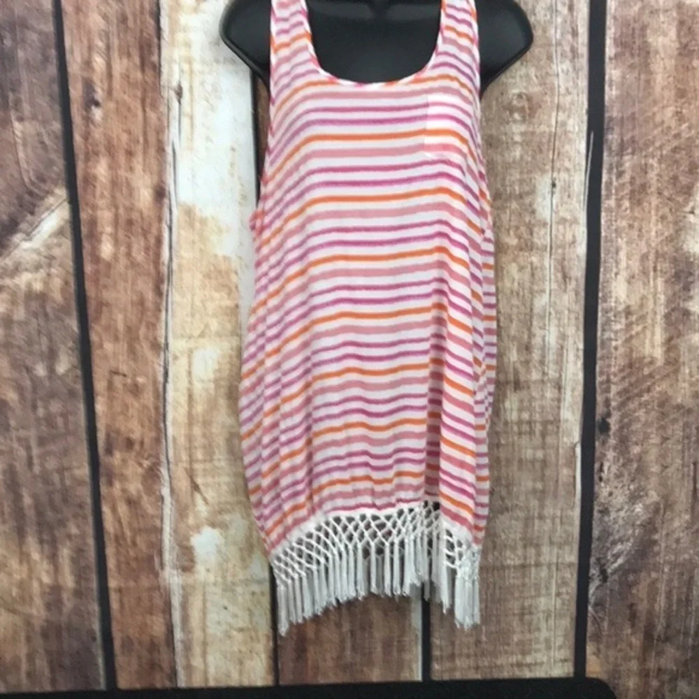 MudPie striped/tasseled Beach Coverup Small
